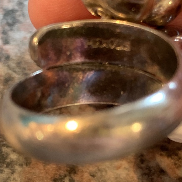 Mexico 925 silver 4 dangling hearts ring size 5 / 5.25 - Picture 9 of 9